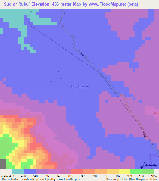 Suq ar Rubu`,Yemen Elevation Map