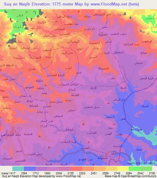 Suq an Naqib,Yemen Elevation Map