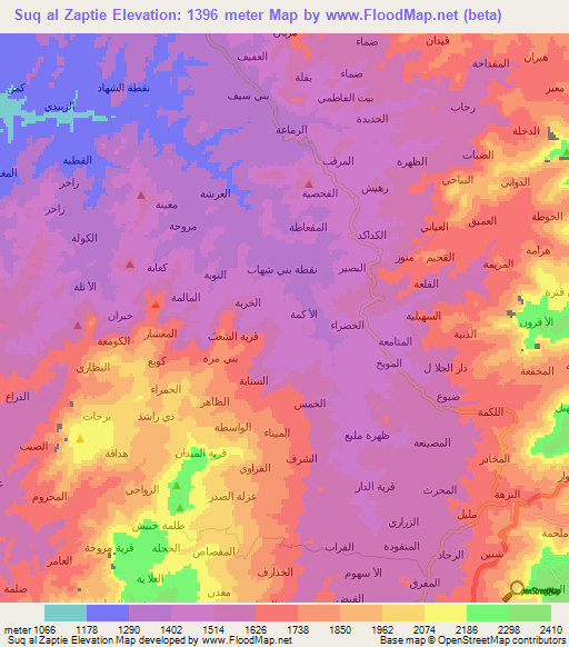 Suq al Zaptie,Yemen Elevation Map