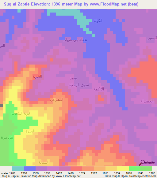 Suq al Zaptie,Yemen Elevation Map