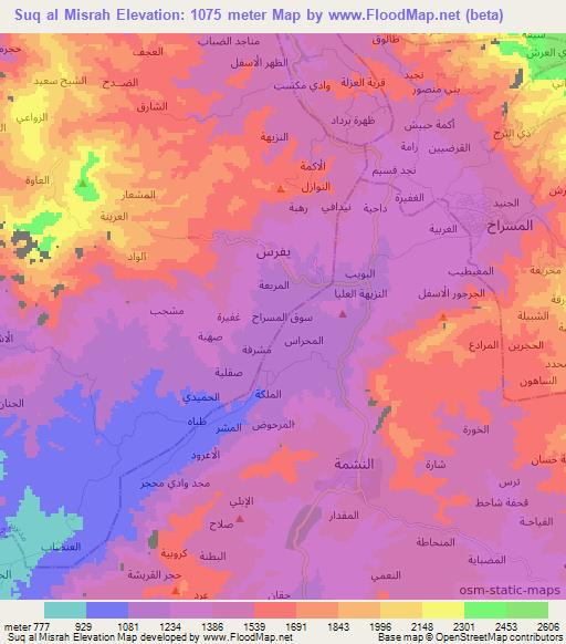 Suq al Misrah,Yemen Elevation Map
