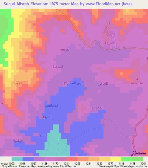 Suq al Misrah,Yemen Elevation Map