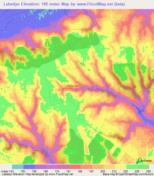 Lebedyn,Ukraine Elevation Map