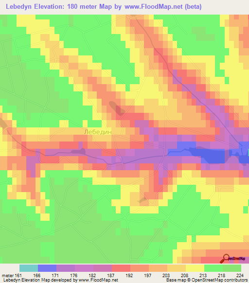 Lebedyn,Ukraine Elevation Map