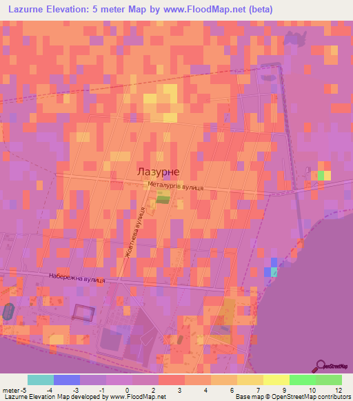 Lazurne,Ukraine Elevation Map