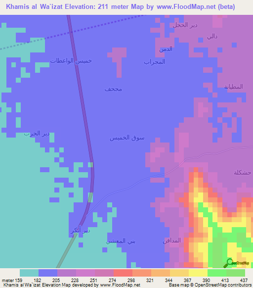 Khamis al Wa`izat,Yemen Elevation Map