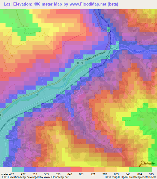 Lazi,Ukraine Elevation Map