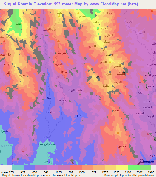 Suq al Khamis,Yemen Elevation Map