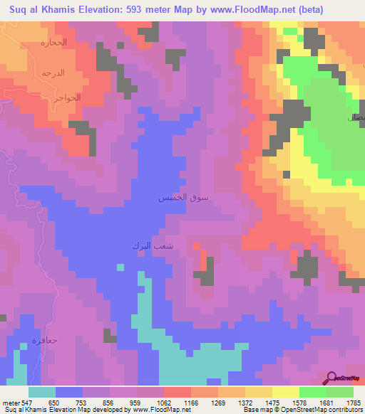 Suq al Khamis,Yemen Elevation Map