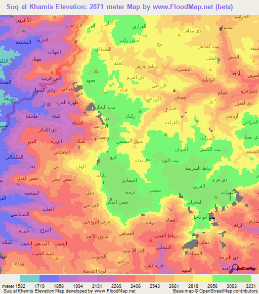 Suq al Khamis,Yemen Elevation Map
