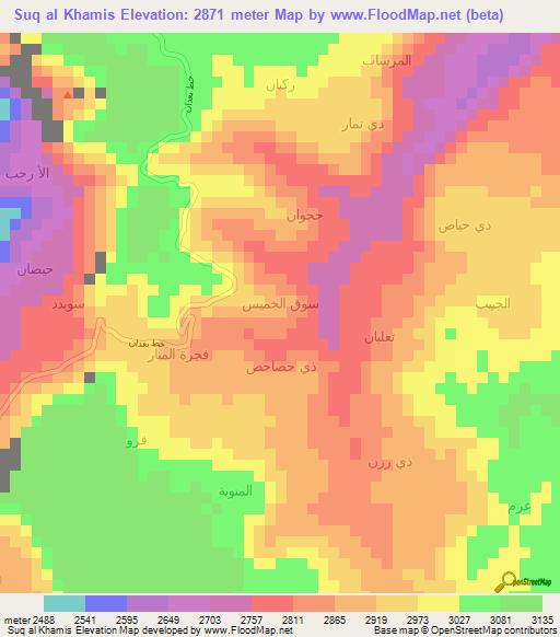 Suq al Khamis,Yemen Elevation Map