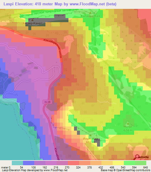 Laspi,Ukraine Elevation Map