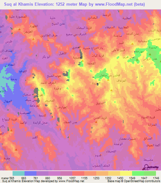 Suq al Khamis,Yemen Elevation Map