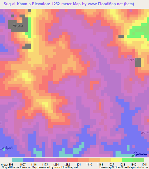 Suq al Khamis,Yemen Elevation Map