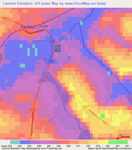 Lanivtsi,Ukraine Elevation Map