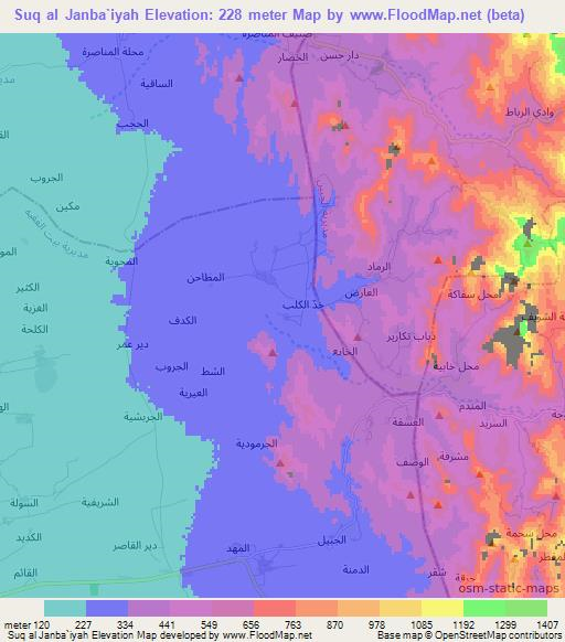 Suq al Janba`iyah,Yemen Elevation Map