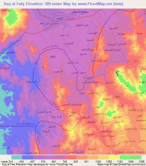 Suq al Falq,Yemen Elevation Map