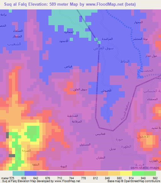 Suq al Falq,Yemen Elevation Map