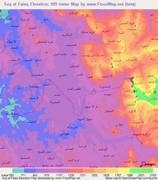 Suq al Falaq,Yemen Elevation Map