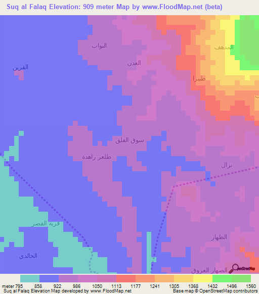 Suq al Falaq,Yemen Elevation Map