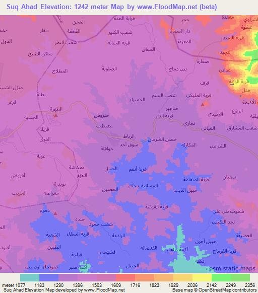 Suq Ahad,Yemen Elevation Map