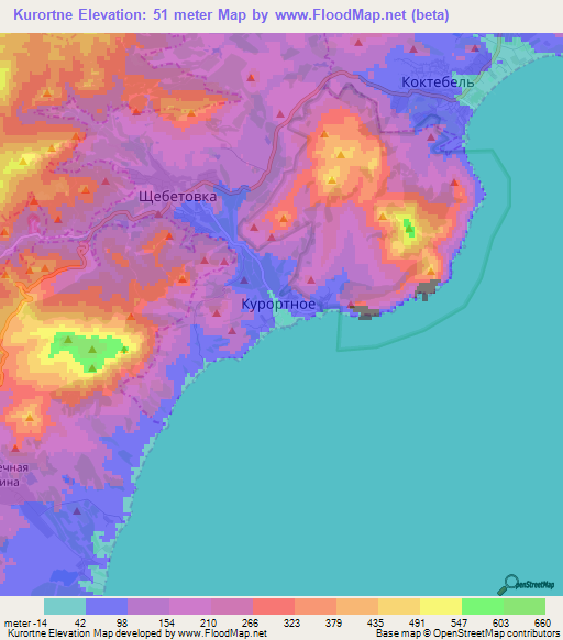 Kurortne,Ukraine Elevation Map