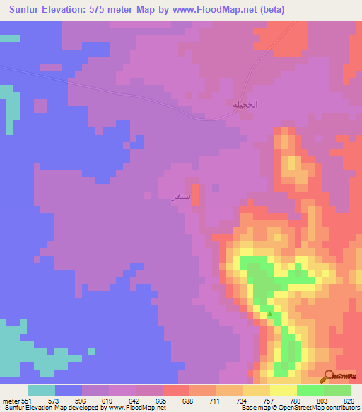 Sunfur,Yemen Elevation Map