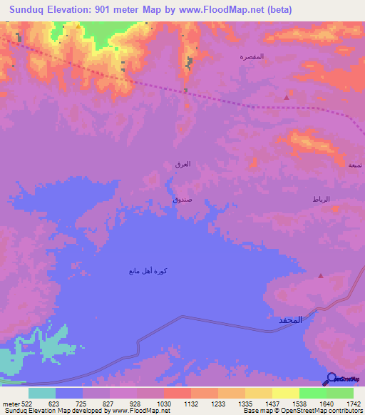 Sunduq,Yemen Elevation Map