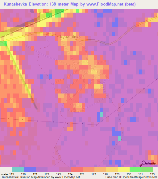Kunashevka,Ukraine Elevation Map