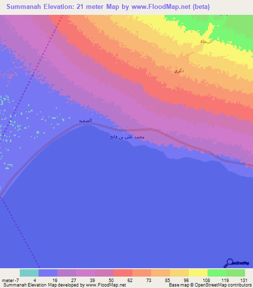 Summanah,Yemen Elevation Map
