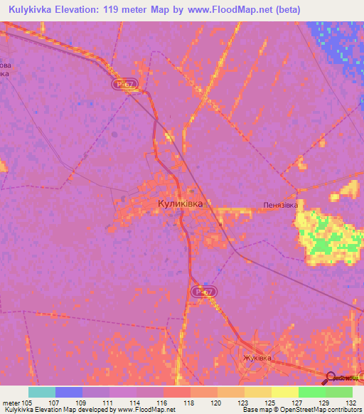 Kulykivka,Ukraine Elevation Map