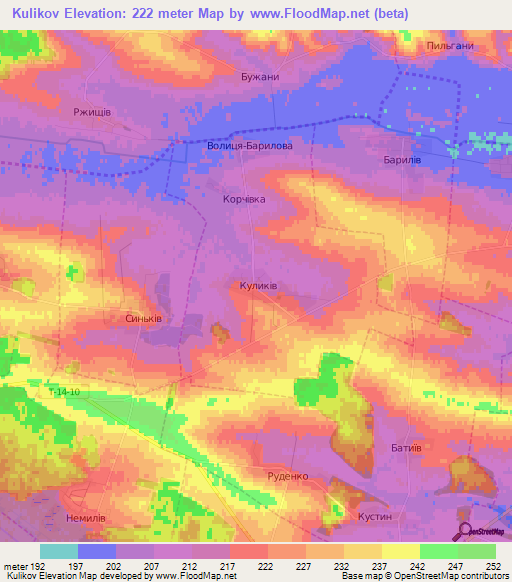 Kulikov,Ukraine Elevation Map