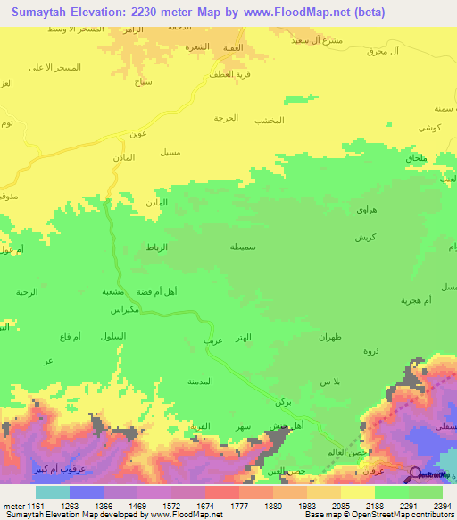 Sumaytah,Yemen Elevation Map