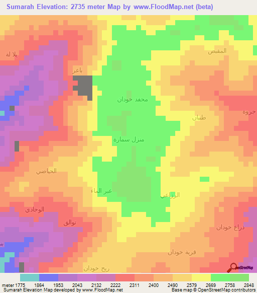 Sumarah,Yemen Elevation Map