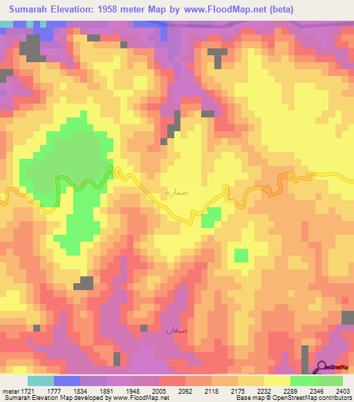 Sumarah,Yemen Elevation Map