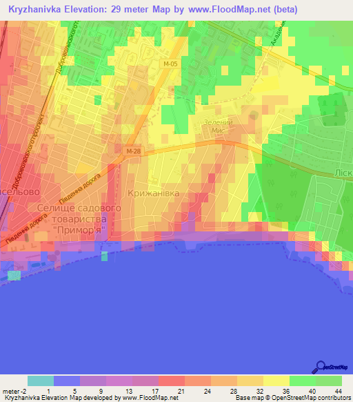 Kryzhanivka,Ukraine Elevation Map