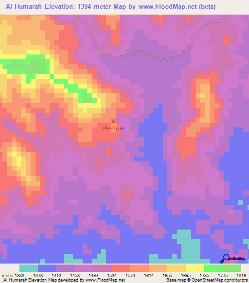 Al Humarah,Yemen Elevation Map
