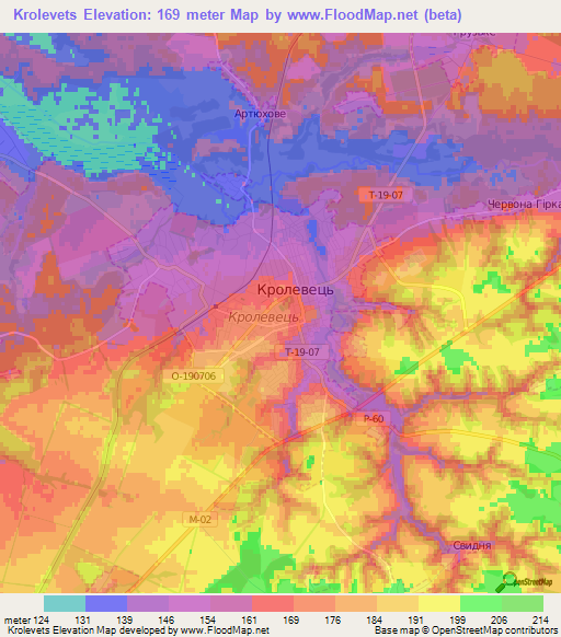 Krolevets,Ukraine Elevation Map