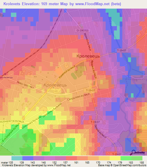 Krolevets,Ukraine Elevation Map