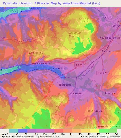 Pyrohivka,Ukraine Elevation Map