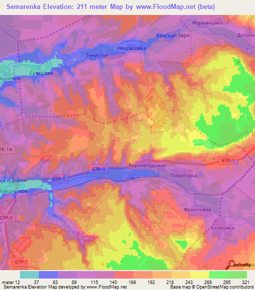 Semarenka,Ukraine Elevation Map