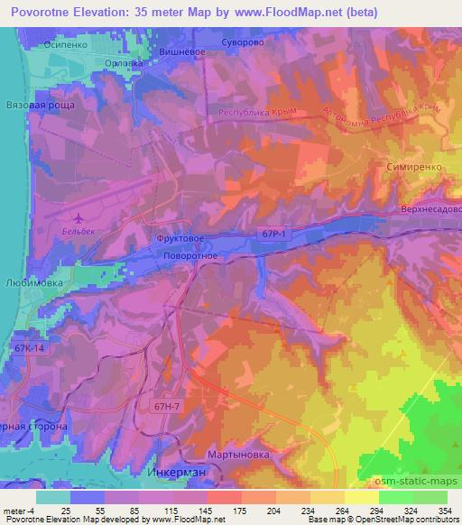 Povorotne,Ukraine Elevation Map
