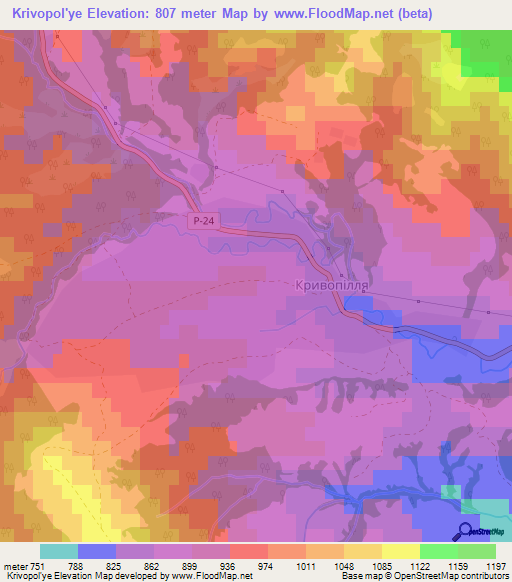 Krivopol'ye,Ukraine Elevation Map