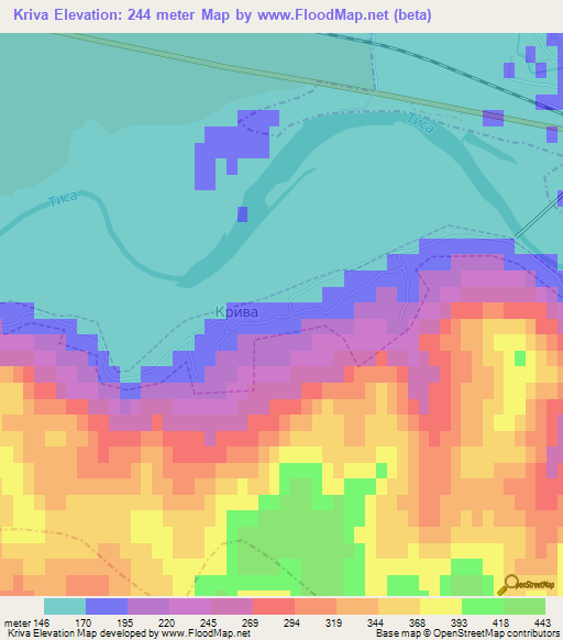 Kriva,Ukraine Elevation Map