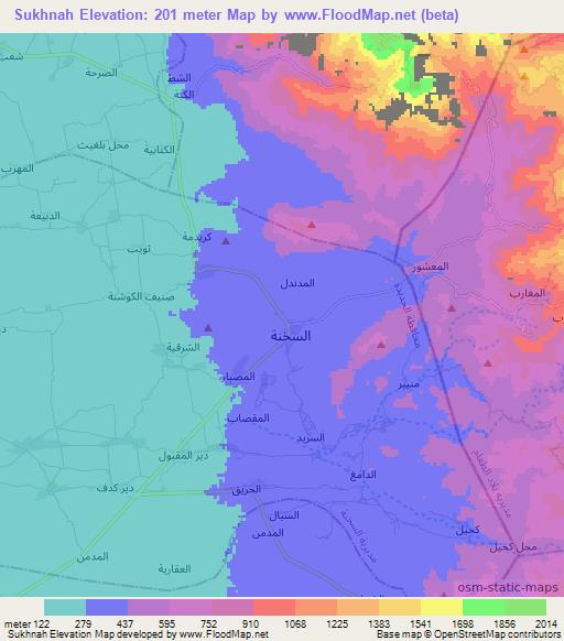 Sukhnah,Yemen Elevation Map