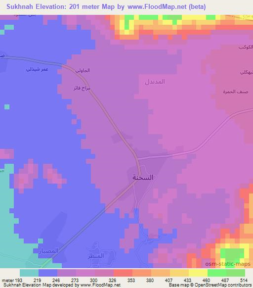 Sukhnah,Yemen Elevation Map