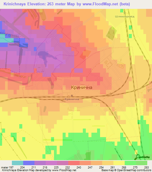 Krinichnaya,Ukraine Elevation Map