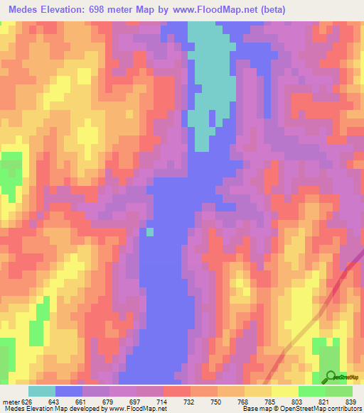 Medes,Turkmenistan Elevation Map
