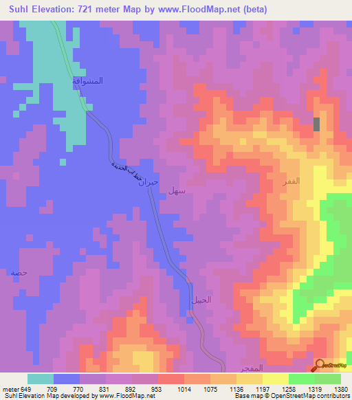 Suhl,Yemen Elevation Map