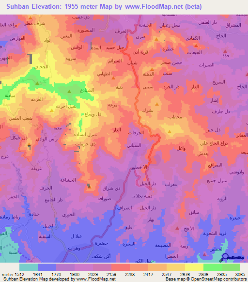 Suhban,Yemen Elevation Map